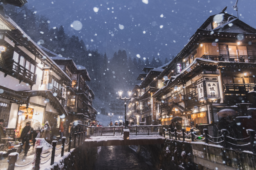 Ginzan Onsen in the snow